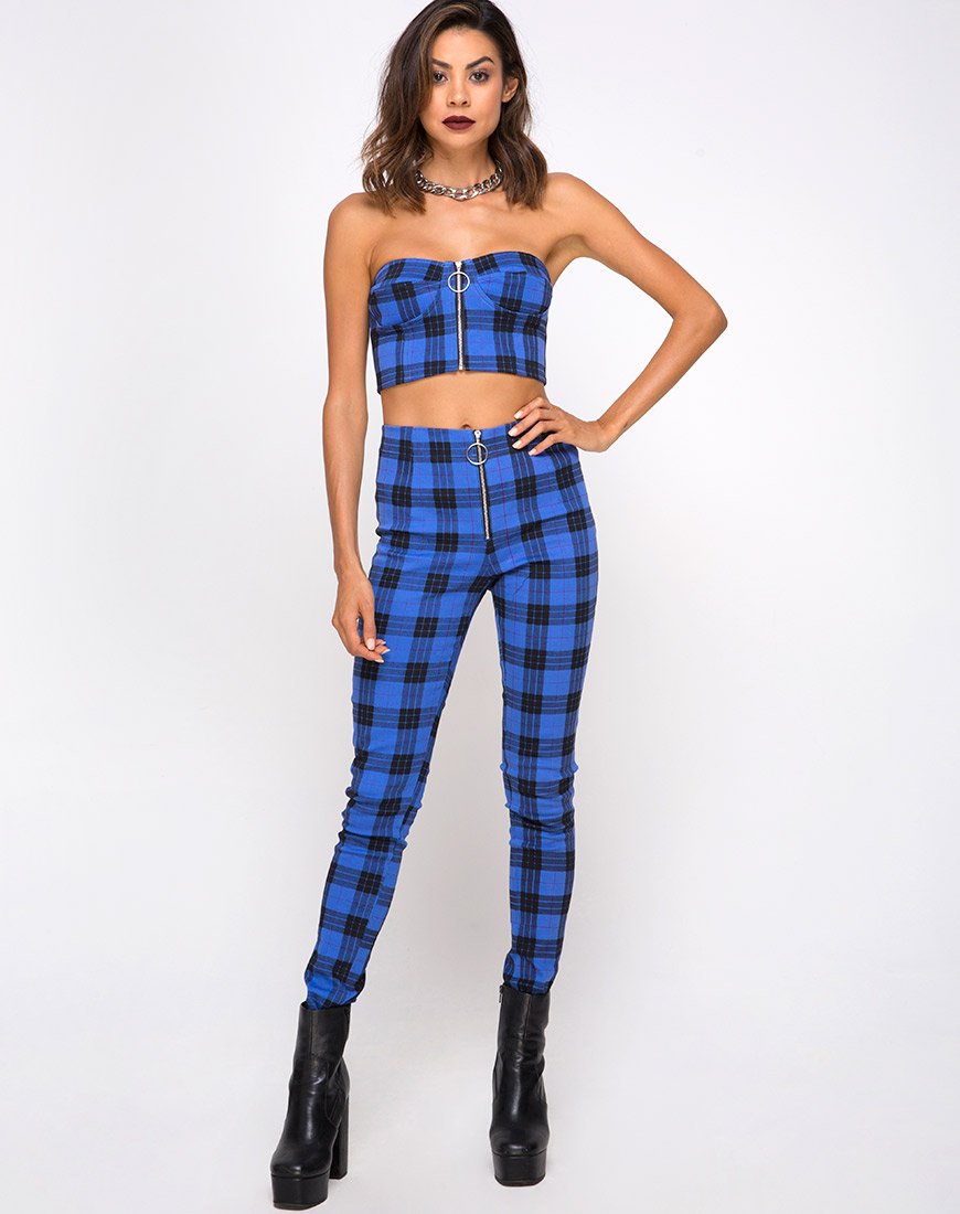 Imagen de Zipshi Cropped Top en tartán azul