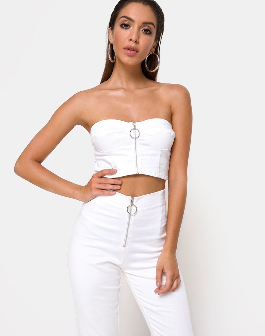 Zipshi Crop Top Blanco