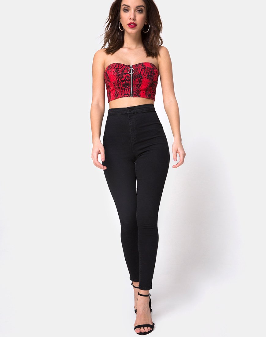 Imagen de Zipshi Crop Top en rojo serpiente