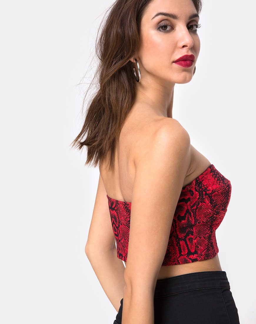 Imagen de Zipshi Crop Top en rojo serpiente