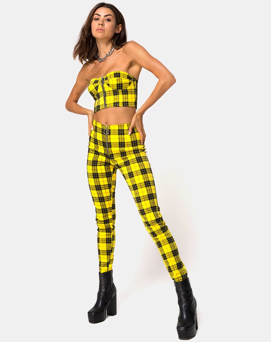 Imagen de Zipshi Crop Top in Winter Plaid Yellow