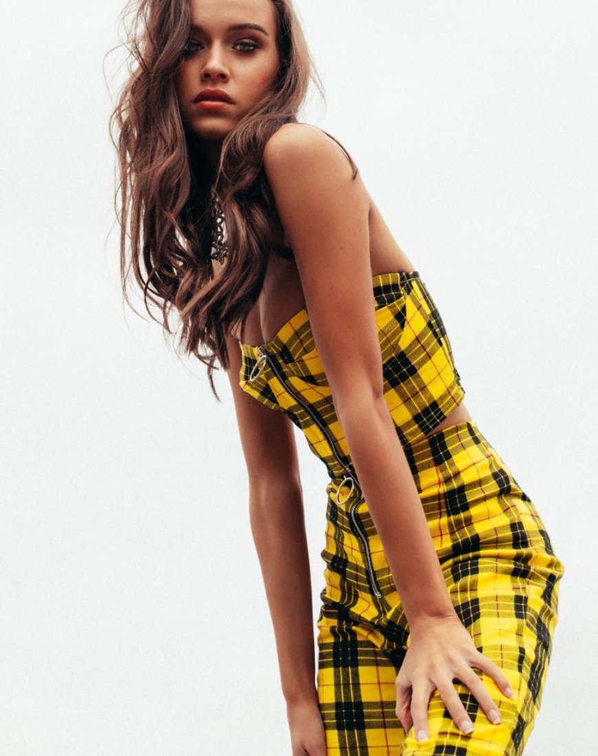 Imagen de Zipshi Crop Top in Winter Plaid Yellow