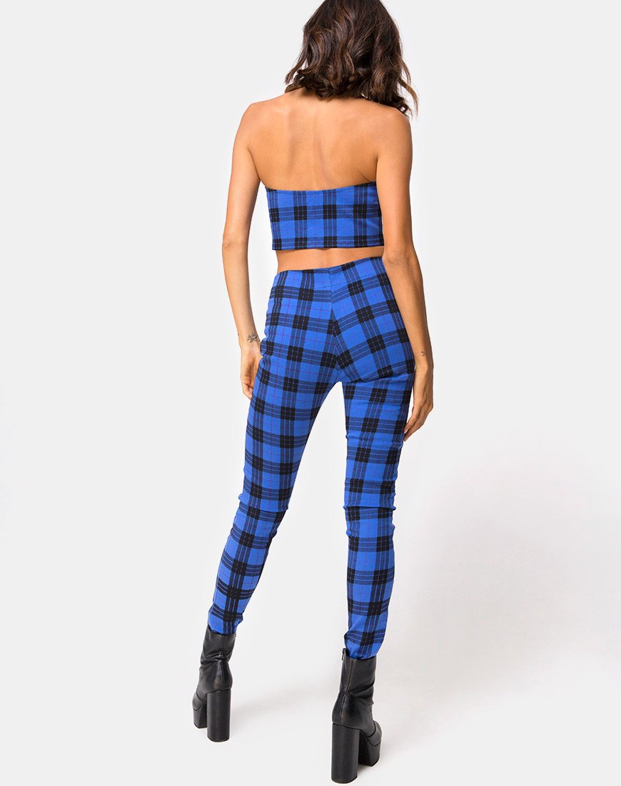 Pantalón cónico Jolim en tartán azul