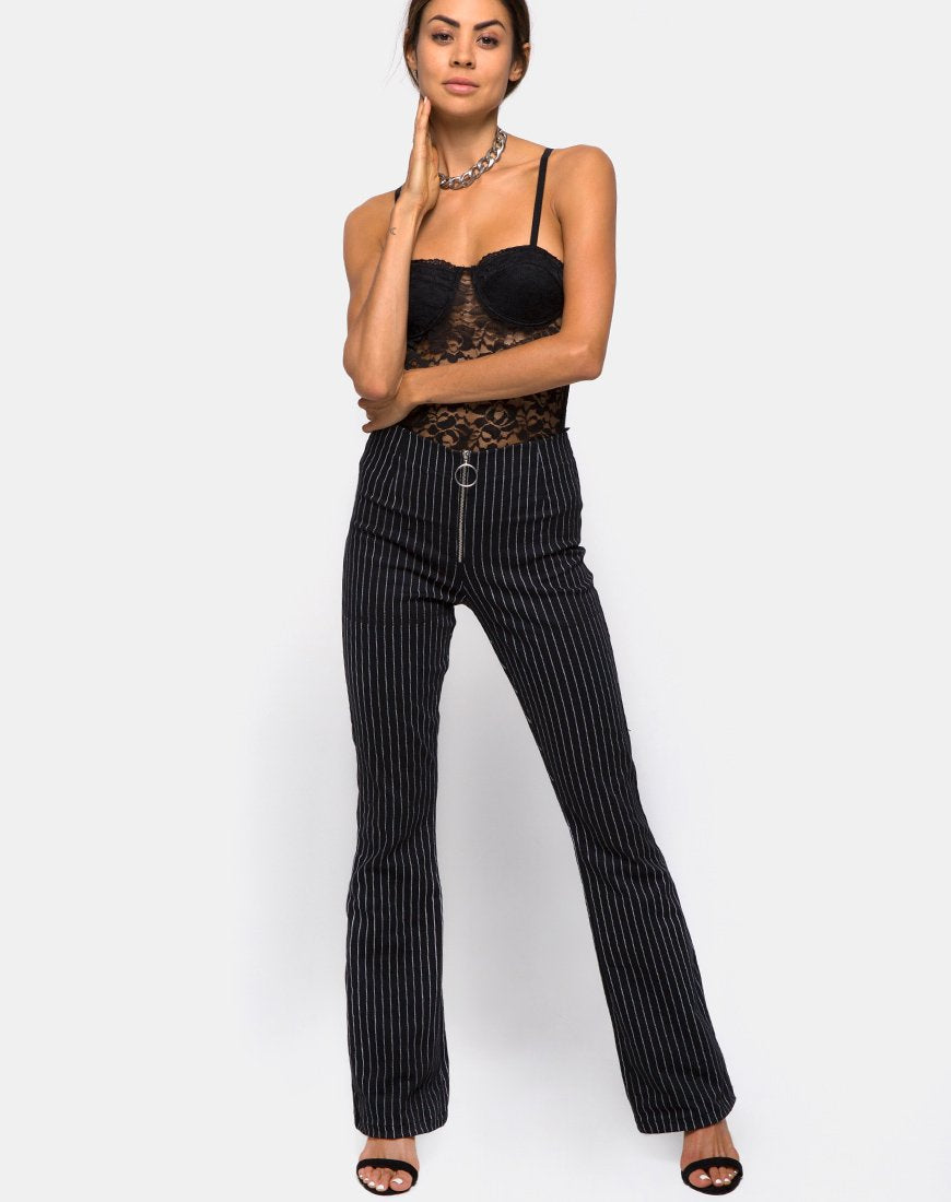 Pantalón Zolia de raya diplomática negro
