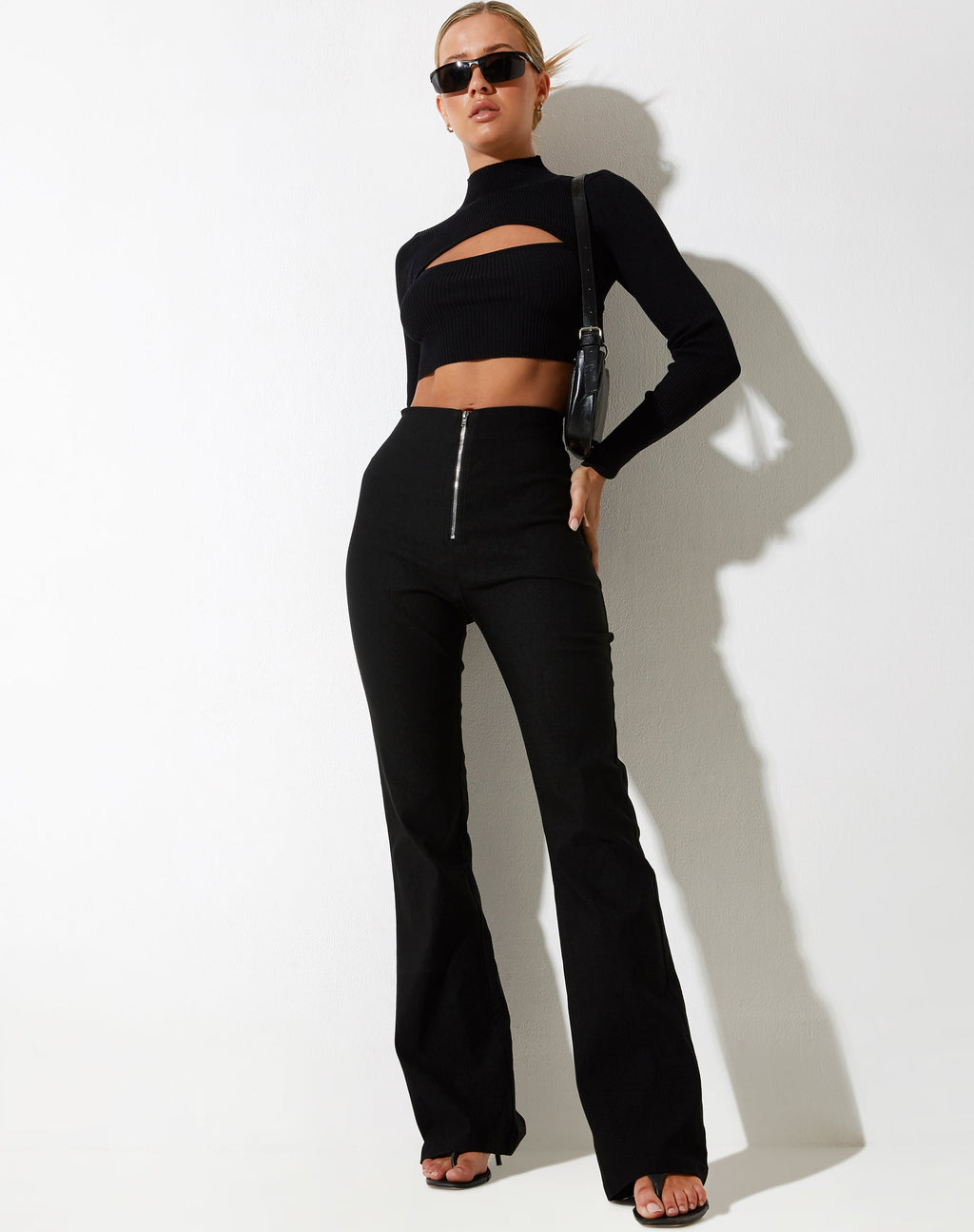 Pantalón acampanado Zorah en sastrería negro