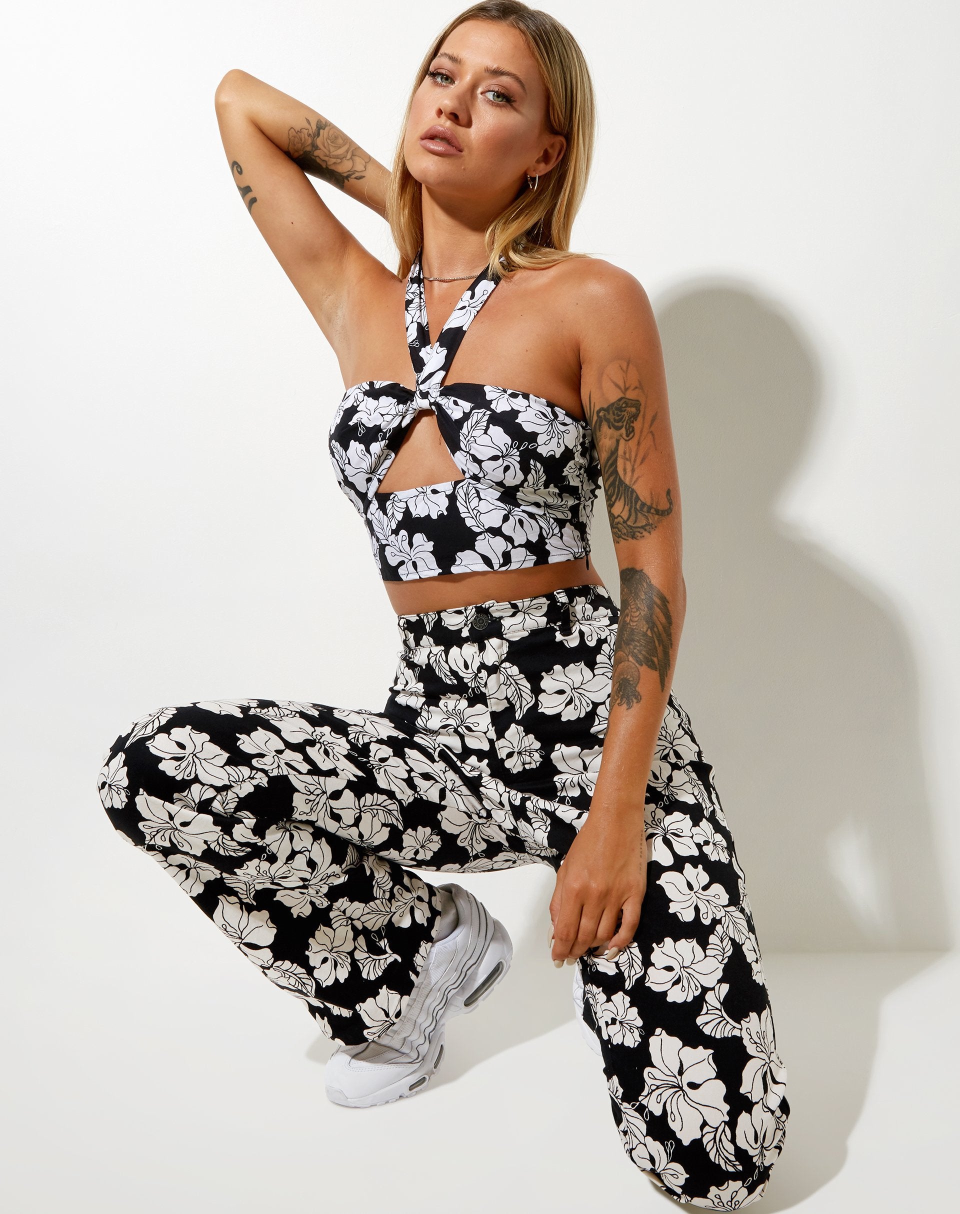 Imagen de Zoven Pantalones en Vacaciones Negro Blanco