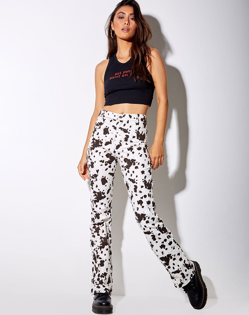 Imagen de Zoven Flare Trouser in Mini Cow Black and White