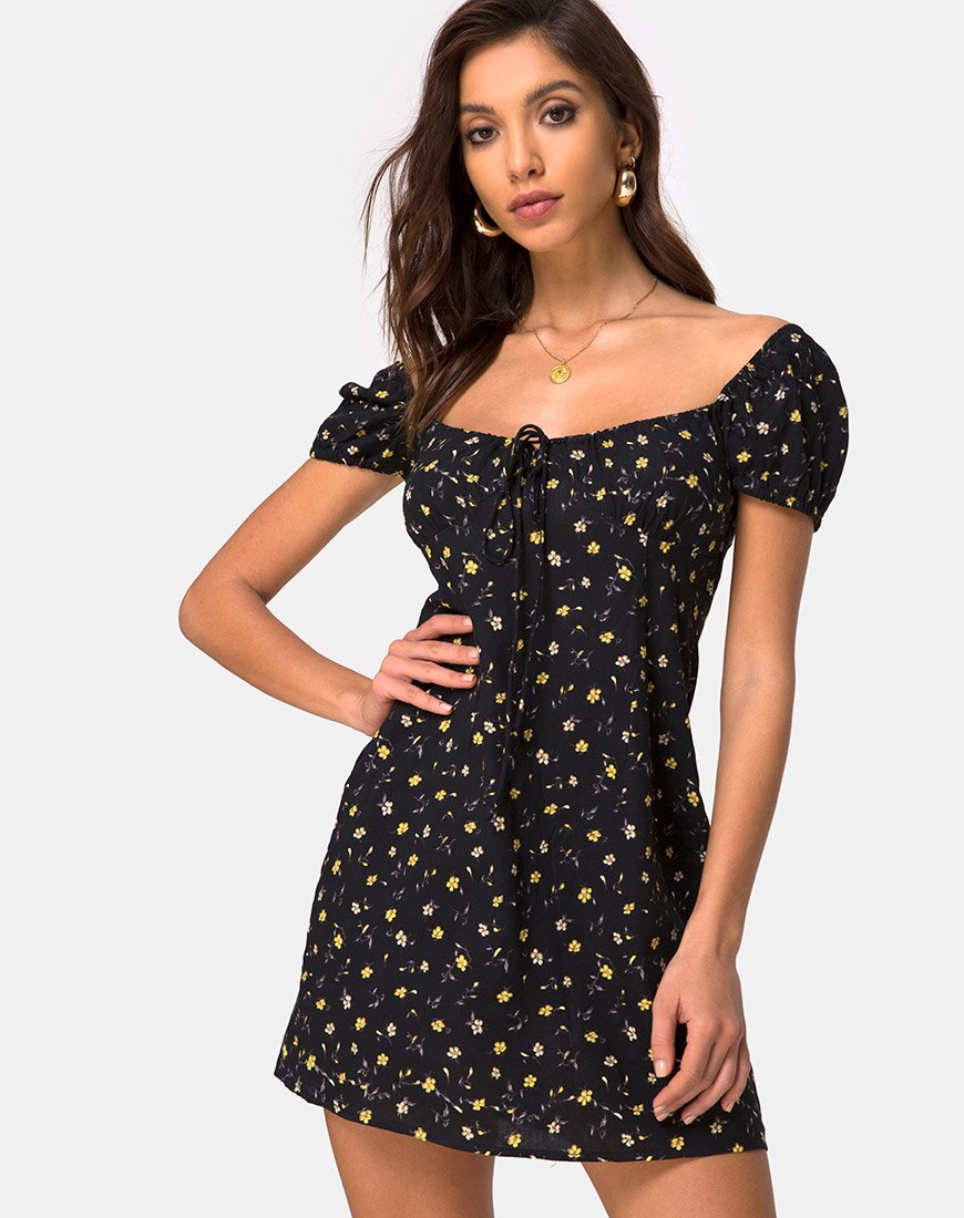 Mini Vestido Zudema en Pretty Petal Negro