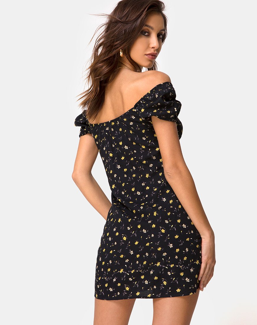 Mini Vestido Zudema en Pretty Petal Negro