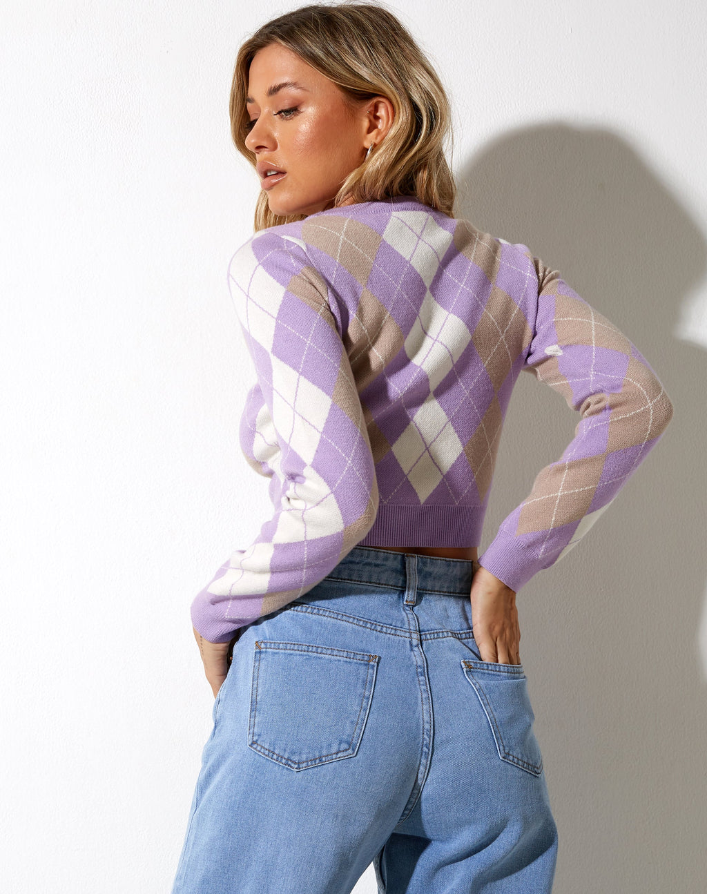 Jersey Zuki en Argyle Lila Crema y Tan