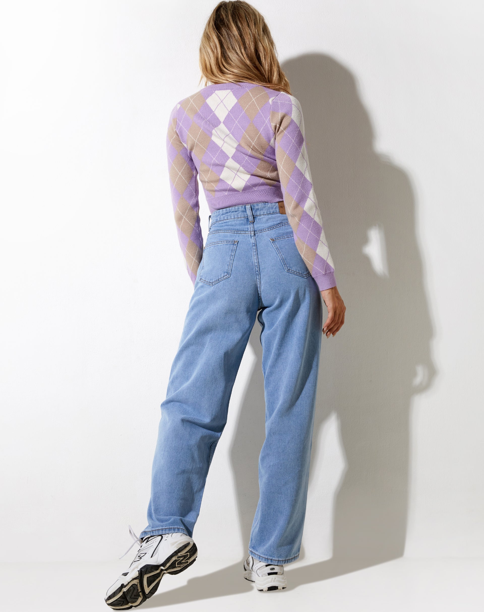 Imagen del jersey Zuki en Argyle Crema Lila y Tan