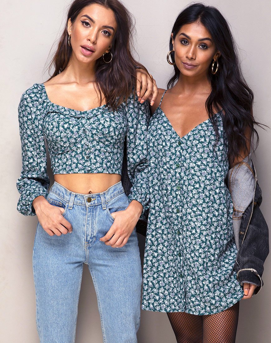 Sanna Slip Dress en Floral Bloom Verde