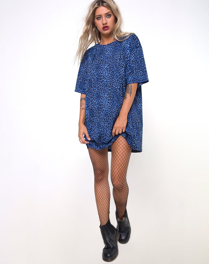 Imagen de Sunny Kiss Oversize Tee in Leopard Royal Blue