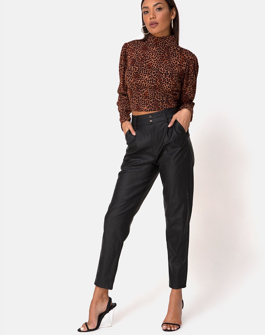 Imagen de Jasty Crop Top en Crinkle Ditsy Leopard Naranja