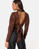 Imagen de Jasty Crop Top en Crinkle Ditsy Leopard Naranja