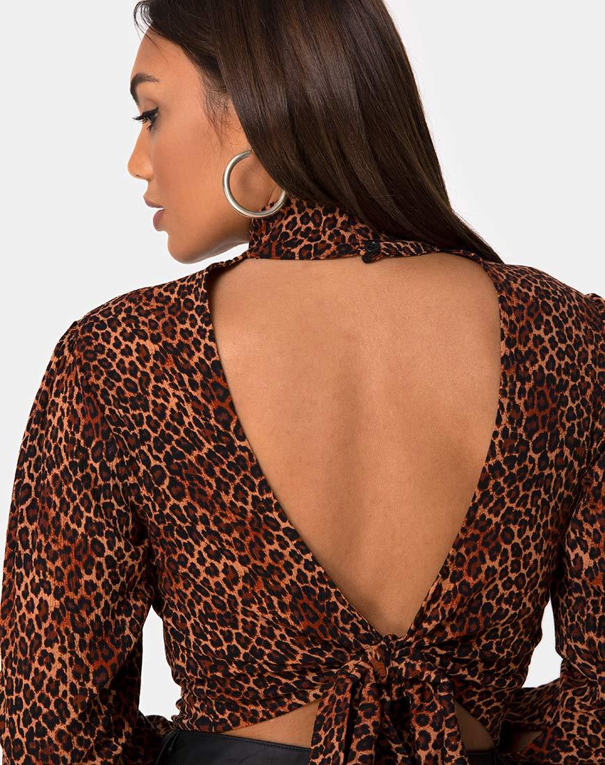 Imagen de Jasty Crop Top en Crinkle Ditsy Leopard Naranja