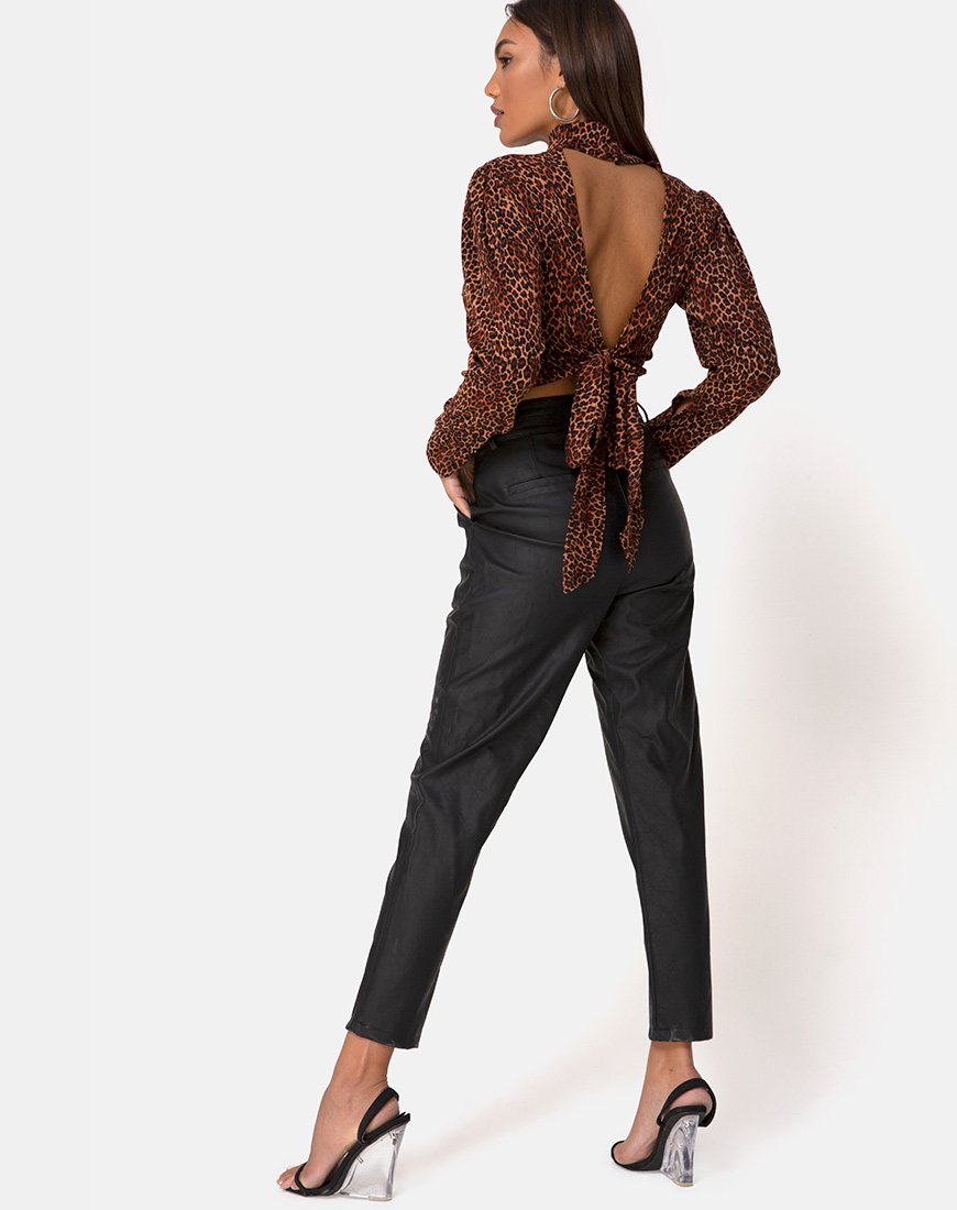 Imagen de Jasty Crop Top en Crinkle Ditsy Leopard Naranja