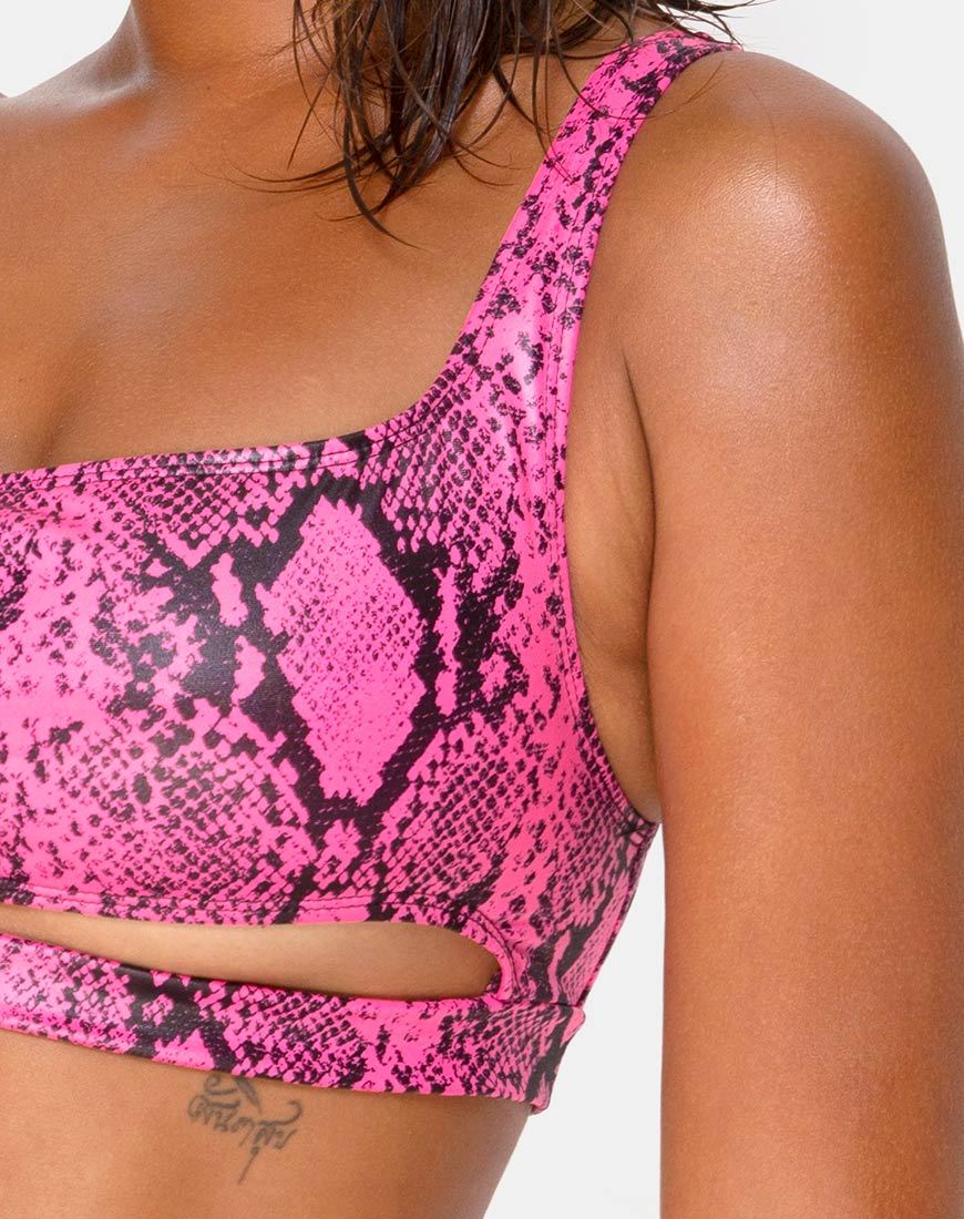 Imagen de la braguita de bikini Ledra en rosa serpiente
