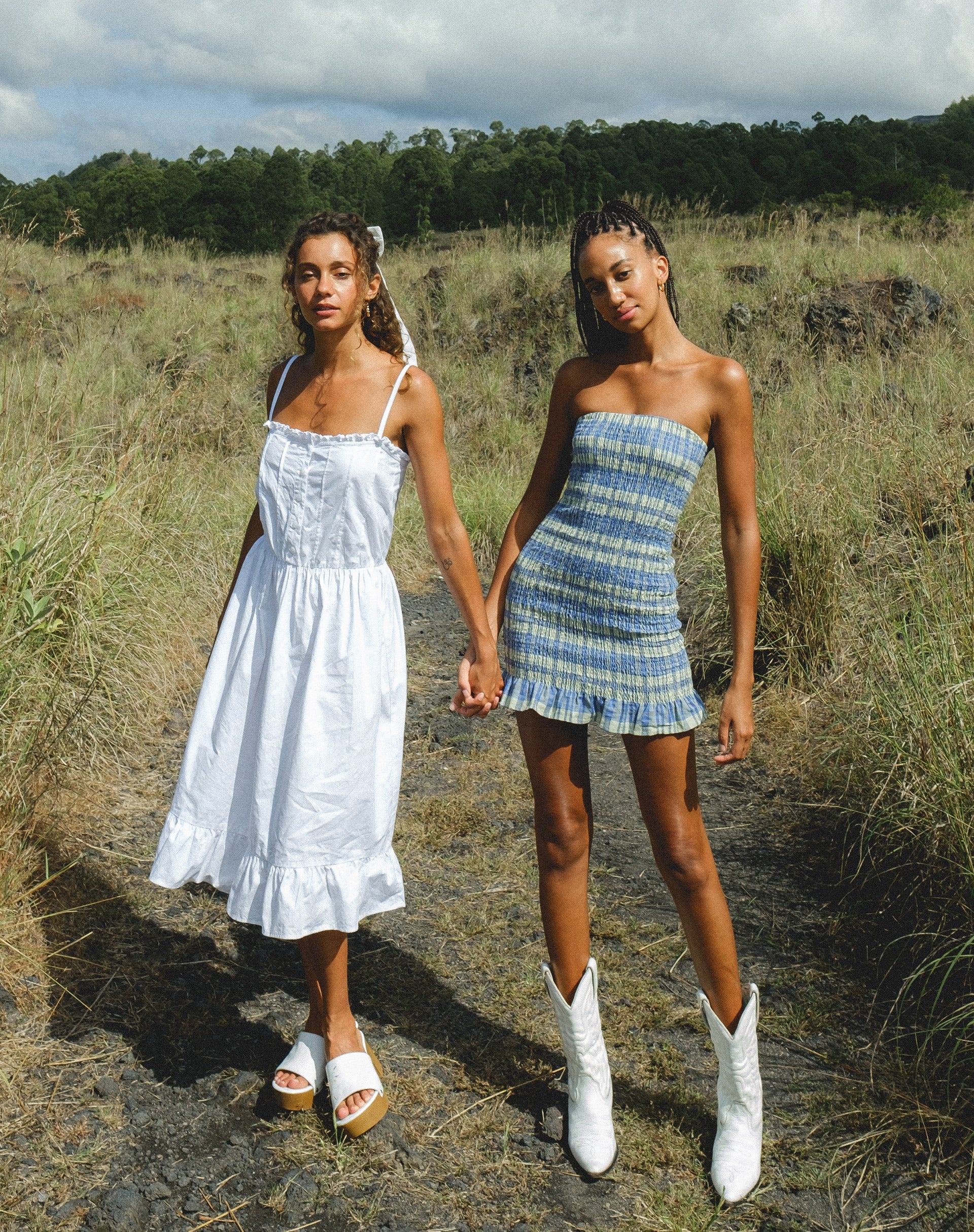 imagen de Takiyo Mini Dress in Colourpop Check Green and Blue