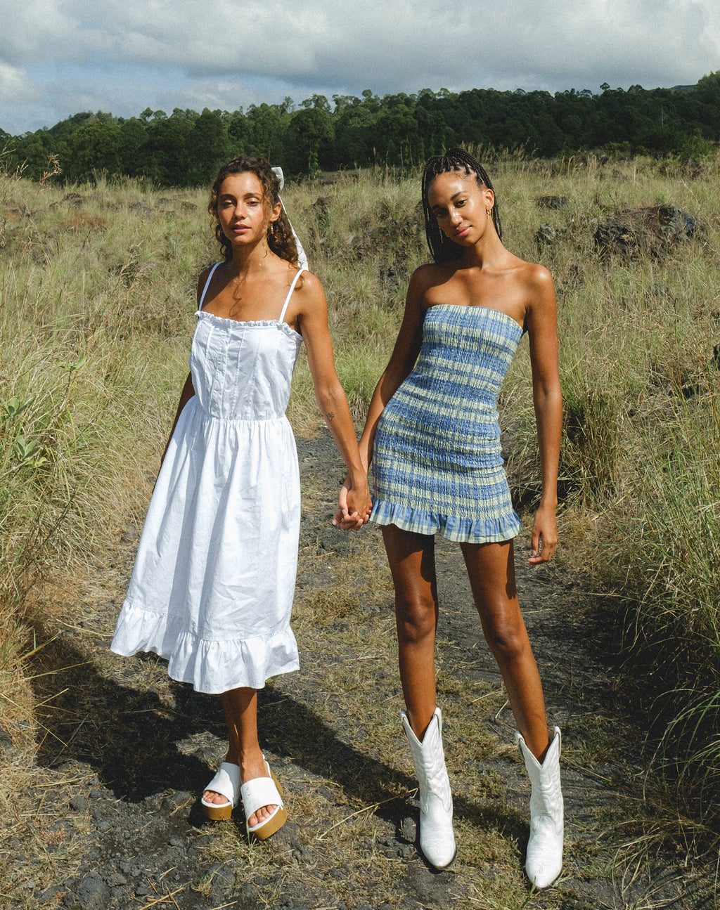 Vestido Lennox Midi en popelín blanco