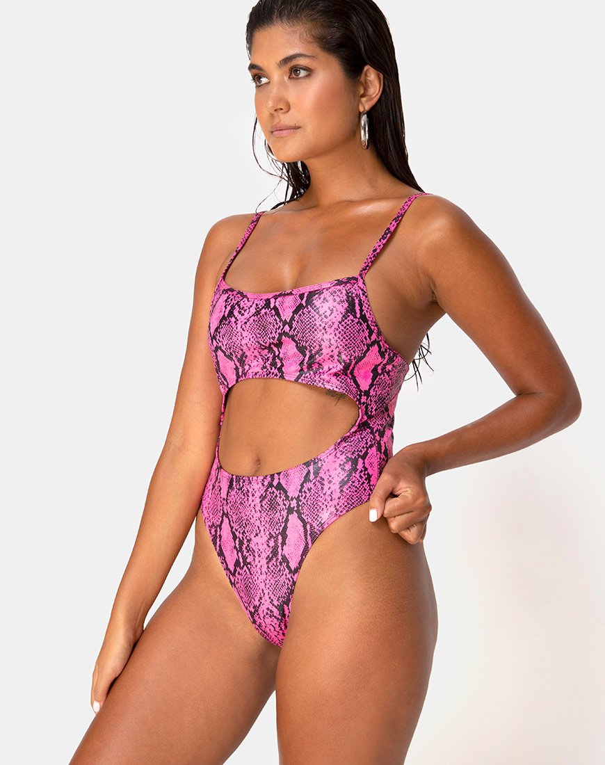 Traje de baño Varois en rosa serpiente