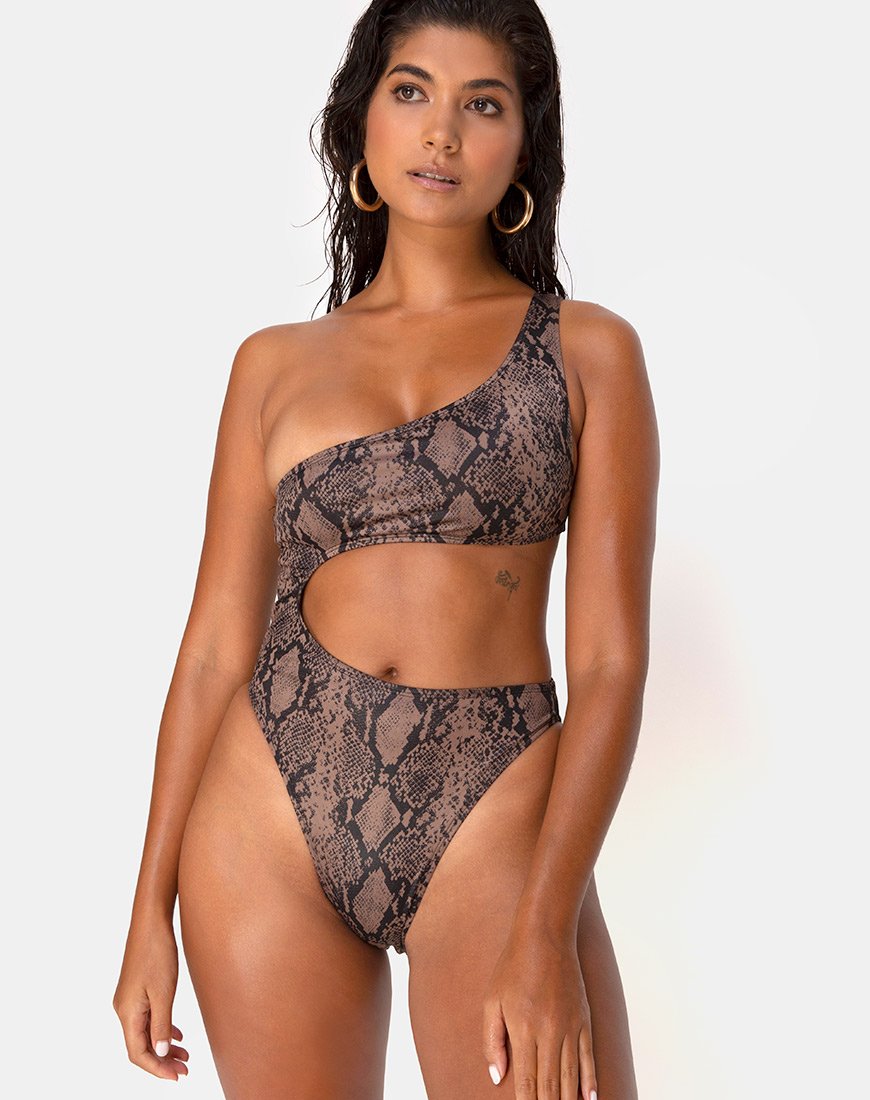 Traje de baño Velo en Snake Taupe