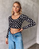 Imagen de Carla Crop Top en 90s Daisy Blanco y Negro